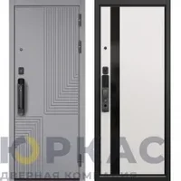 S1 CITY SMART PP Черный муар металлик E-195 Гриджио/Si-3 Lacobel Black Белый матовый 860*2050 R