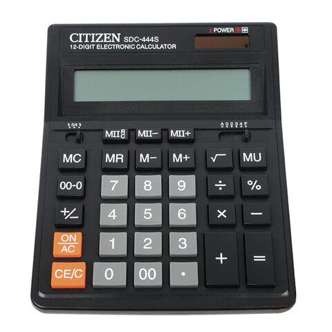 Калькулятор настольный CITIZEN SDC-444S (199х153 мм), 12 разрядов, двойное питание