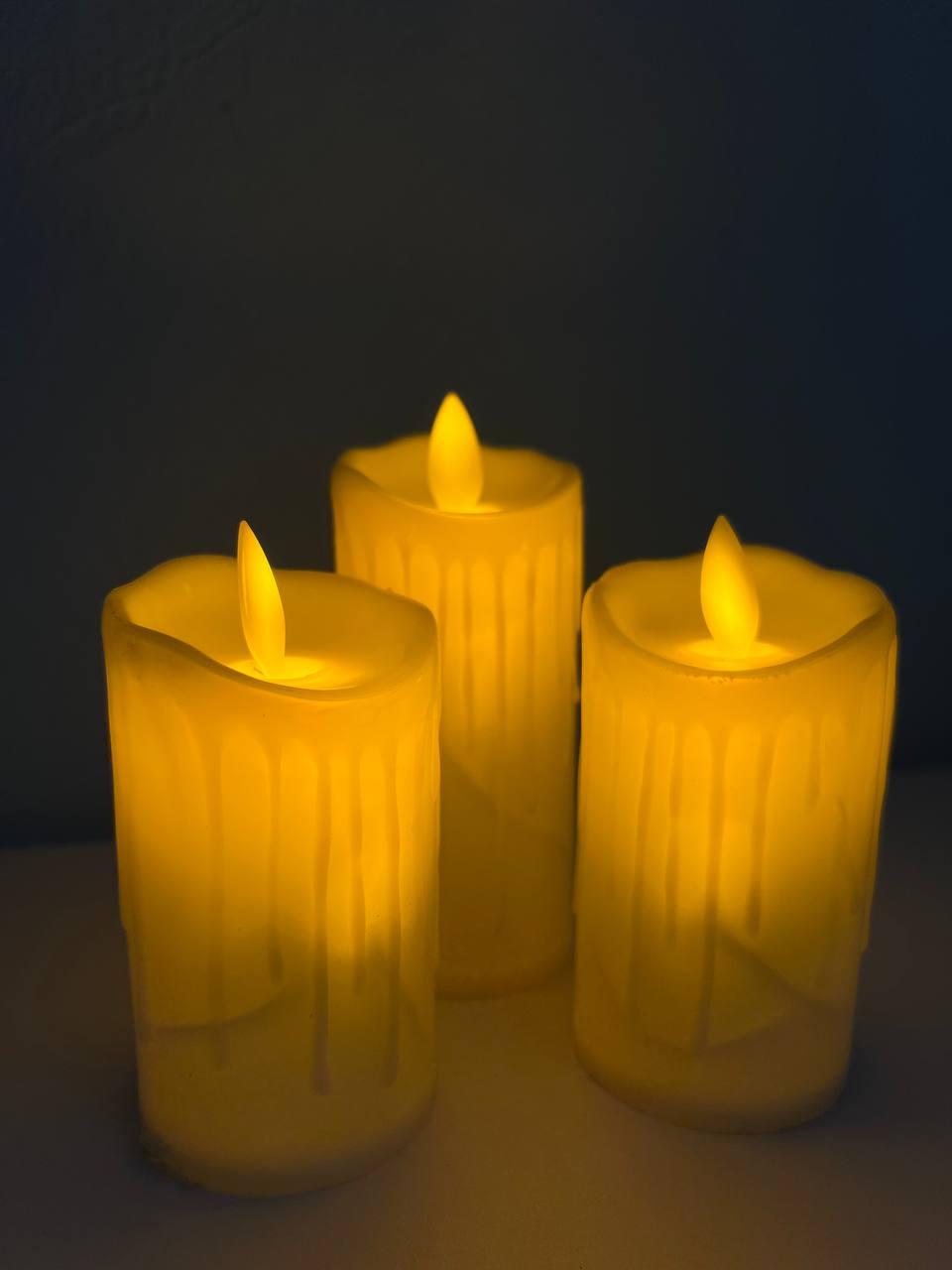 Светодиодные свечи с эффектом "Живого пламени" (Набор 3 шт)