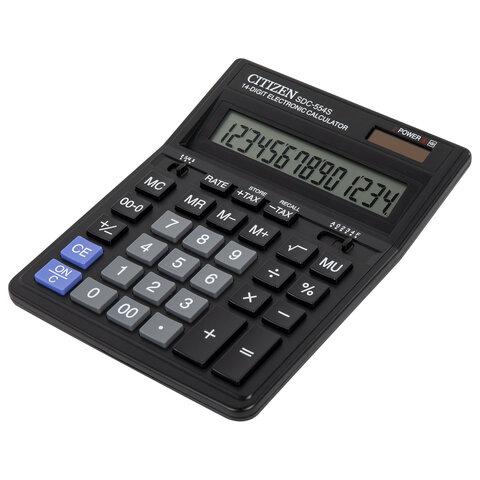 Калькулятор настольный CITIZEN SDC-554S (199x153 мм), 14 разрядов, двойное питание - фото 2 - id-p1761324