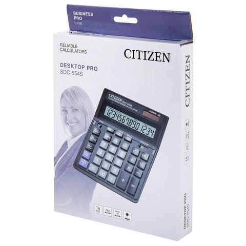 Калькулятор настольный CITIZEN SDC-554S (199x153 мм), 14 разрядов, двойное питание - фото 6 - id-p1761324