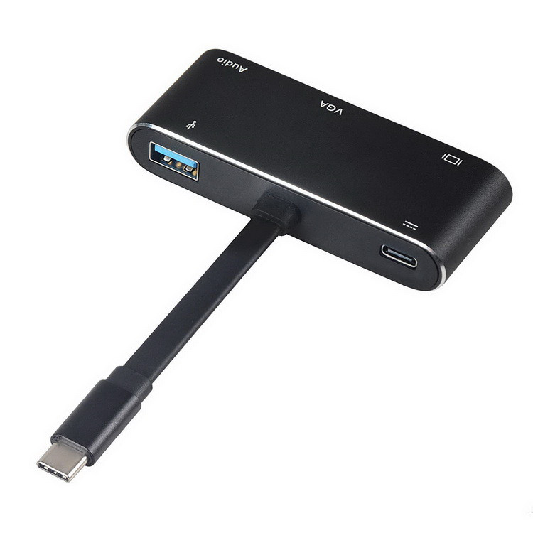 Адаптер - переходник - хаб 5in1 USB3.1 Type-C на HDMI - VGA - jack 3.5mm (AUX) - USB3.0 - USB3.1 Type-C - фото 2 - id-p220765561