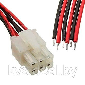 Разъем питания низковольтный MF-2x3F wire 0,3m AWG20 / розетка на кабель с проводами 30см - фото 1 - id-p99332263