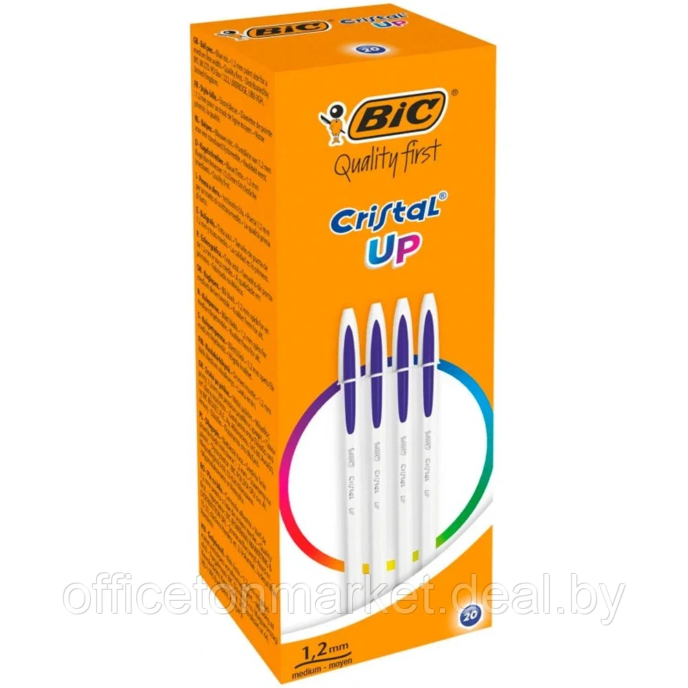 Ручка шариковая "Bic Cristal Up", 0.35 мм, белый, синий, стерж. синий - фото 6 - id-p220764186