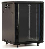 Шкаф коммутационный Hyperline TWB-FC-1866-GP-RAL9004 настенный, стеклянная передняя дверь, 18U, 600x920x600 мм
