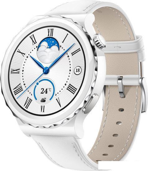 Умные часы Huawei Watch GT 3 Pro Ceramic 43 мм (белый/кожа) - фото 1 - id-p220712896