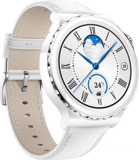 Умные часы Huawei Watch GT 3 Pro Ceramic 43 мм (белый/кожа) - фото 2 - id-p220712896