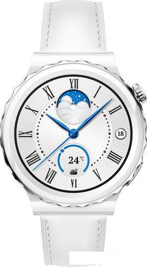 Умные часы Huawei Watch GT 3 Pro Ceramic 43 мм (белый/кожа) - фото 3 - id-p220712896