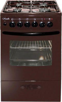 Газовая плита Лысьва ЭГ 404 МС-2у, электрическая духовка, стеклянная крышка, чугун, коричневый - фото 1 - id-p220754045