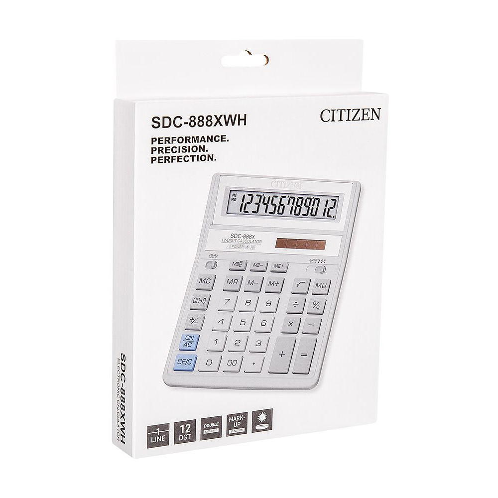 Калькулятор настольный Citizen "SDC-888XWH", 12-разрядный, белый - фото 3 - id-p220768352