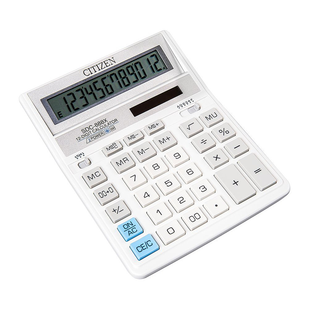 Калькулятор настольный Citizen "SDC-888XWH", 12-разрядный, белый - фото 1 - id-p220768352