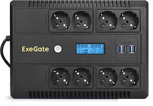 Источник бесперебойного питания ExeGate NEO Smart LHB-600.LCD.AVR.8SH.CH.USB EX293856RUS, фото 2