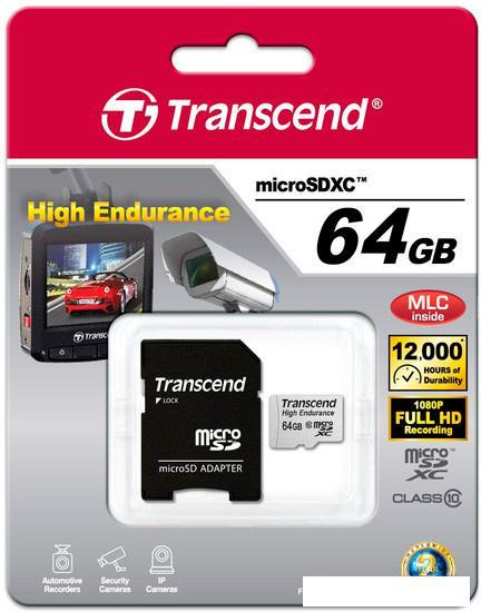 Карта памяти Transcend microSDXC HE (Class 10) UHS-I 64GB + адаптер [TS64GUSDXC10V] - фото 3 - id-p220462768