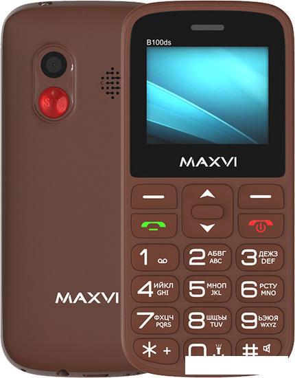 Кнопочный телефон Maxvi B100ds (коричневый)