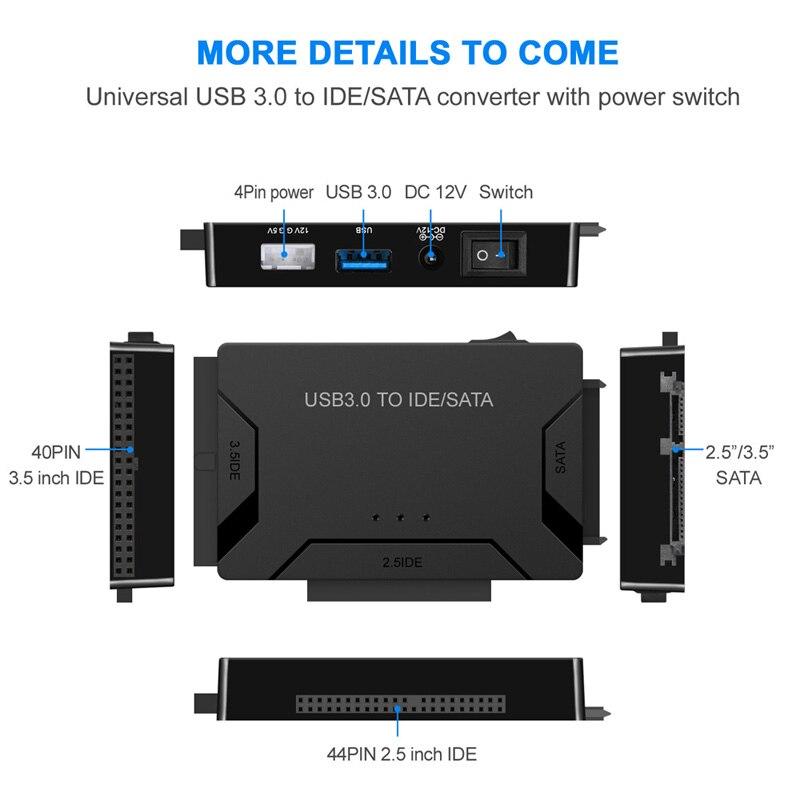 Адаптер - переходник - кабель USB3.0 - IDE/SATA для жесткого диска SSD/HDD 2.5 /3.5 , ver.02, черный 555996 - фото 3 - id-p220769546