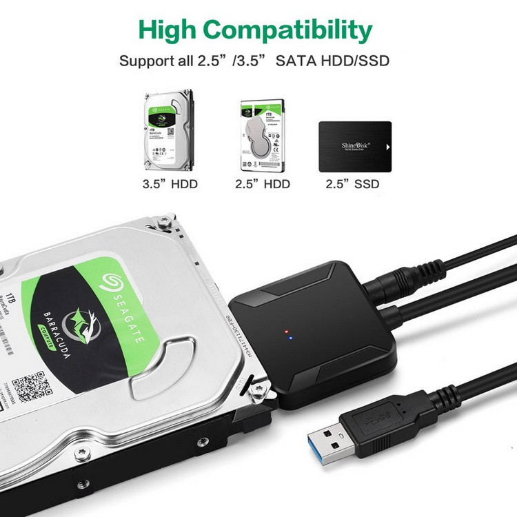Адаптер - переходник - кабель SATA - USB3.0 для жесткого диска SSD/HDD 2.5 /3.5 с разъемом питания, ver.01, - фото 2 - id-p220770114