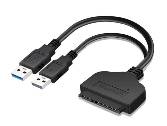 Адаптер - переходник - кабель SATA - USB3.0 - USB2.0 для жесткого диска SSD/HDD 2.5 , 0,23 метра, черный - фото 1 - id-p220770179