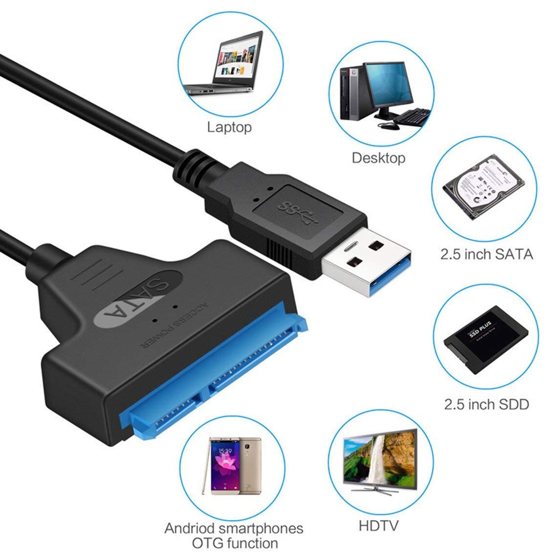 Адаптер - переходник - кабель SATA - USB3.0 для жесткого диска SSD/HDD 2.5 , ver.02, черный - фото 4 - id-p220771089