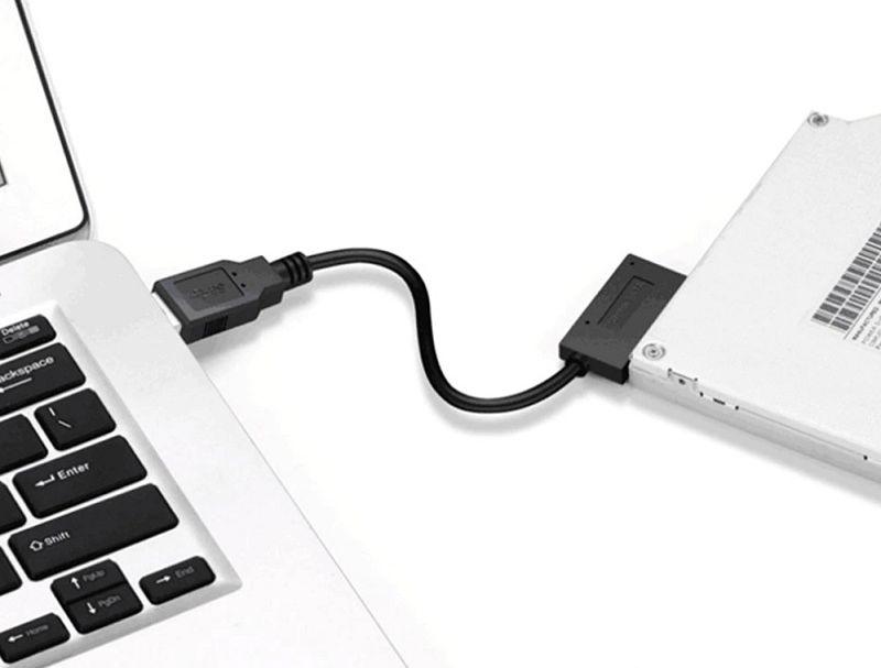 Адаптер - переходник - кабель SATA 6+7 pin - USB2.0 для DVD-привода ноутбука, черный - фото 3 - id-p220771284