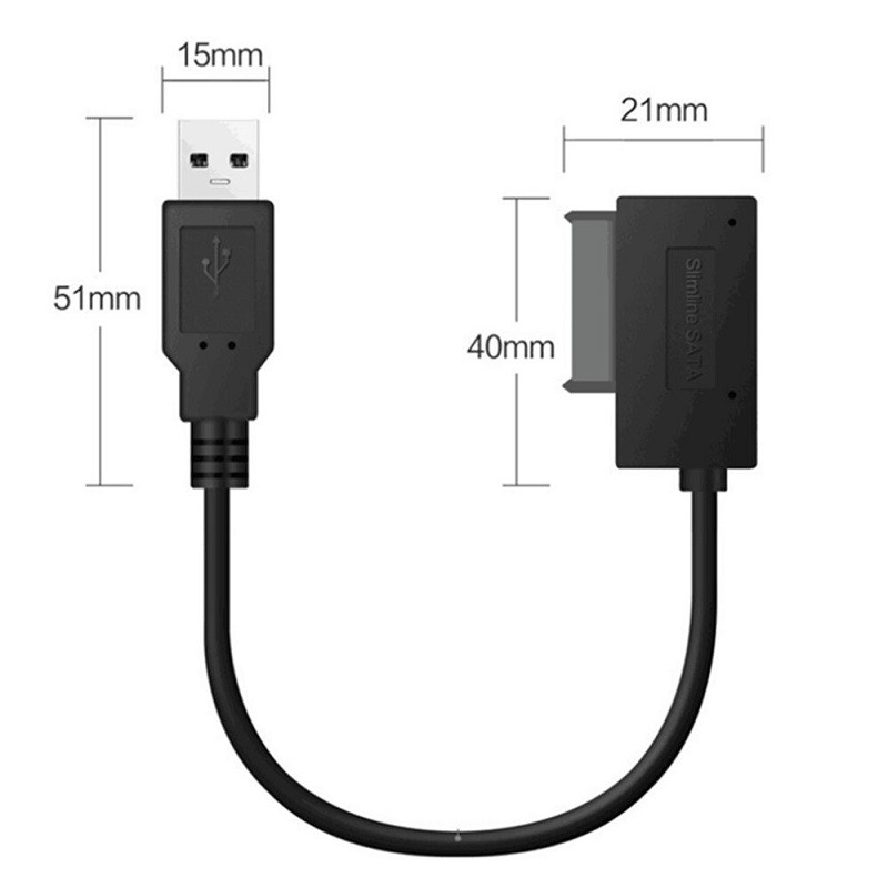 Адаптер - переходник - кабель SATA 6+7 pin - USB2.0 для DVD-привода ноутбука, черный - фото 4 - id-p220771284