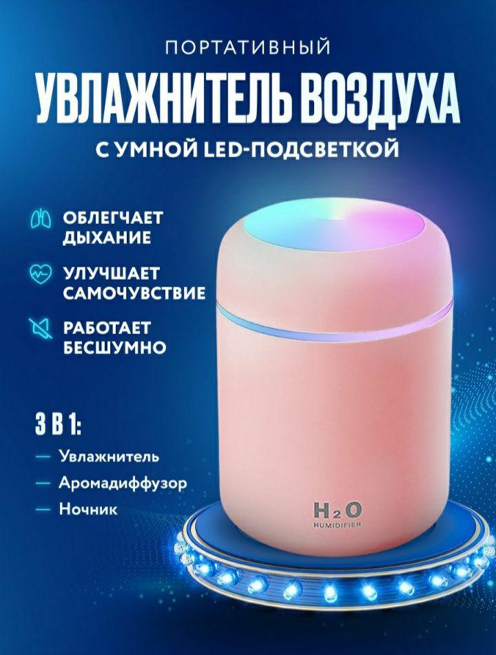 Аромадиффузор светодиодный (увлажнитель воздуха ароматический) Humidfier Розовый - фото 1 - id-p220771336