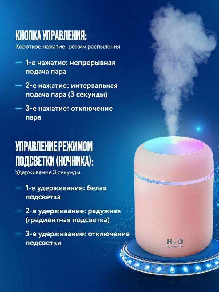 Аромадиффузор светодиодный (увлажнитель воздуха ароматический) Humidfier Розовый - фото 8 - id-p220771336