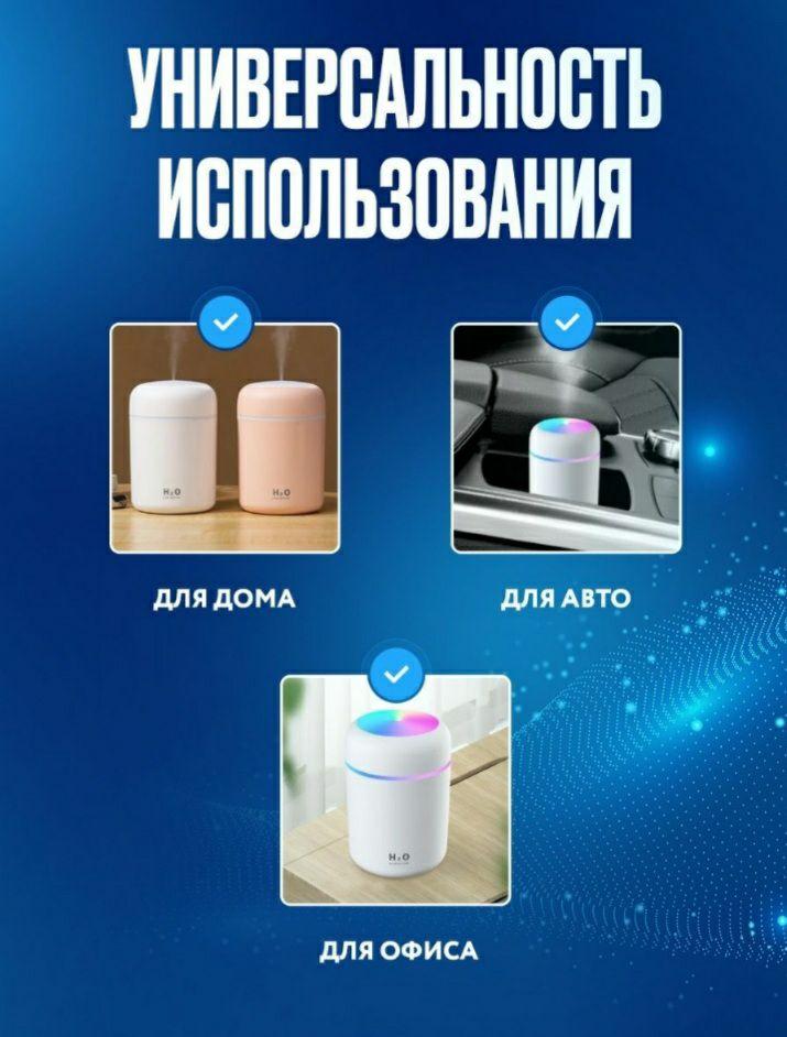 Аромадиффузор светодиодный (увлажнитель воздуха ароматический) Humidfier Белый - фото 4 - id-p220771337