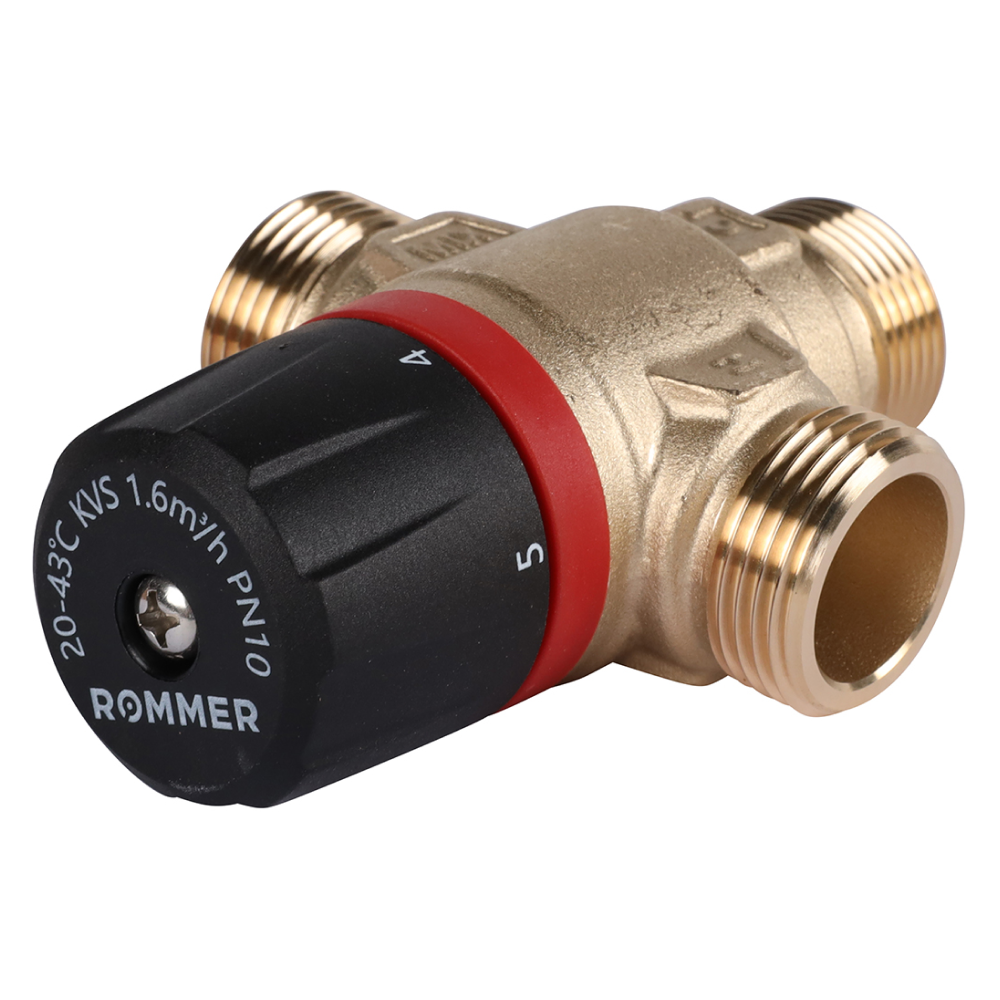 ROMMER RVM-0121-164320 термостатический смесительный клапан 3/4 НР 20-43°С KV 1,6 (боковое смешивание) - фото 5 - id-p220771456