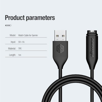 Магнитный кабель для зарядки Nillkin Garmin Watch Cable Черный - фото 4 - id-p220773492