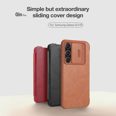 Кожаный чехол Nillkin Qin Pro Leather Case Черный для Samsung Galaxy S23 FE - фото 7 - id-p220773571