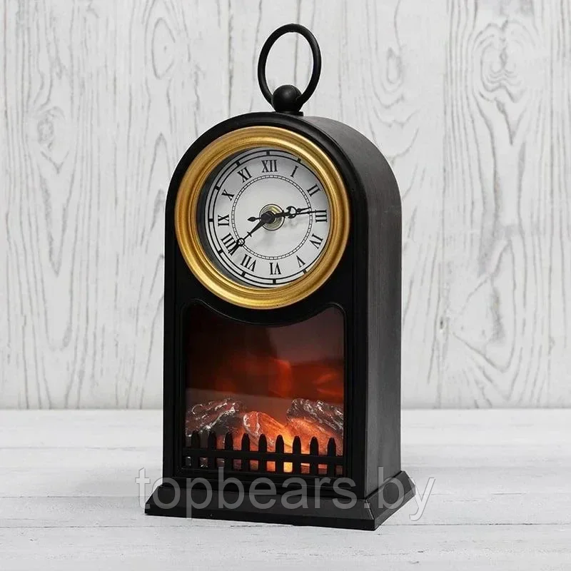 Светодиодный мини-камин настольный декоративный "Старинные часы" с эффектом живого пламени+ подарок - фото 3 - id-p220773621