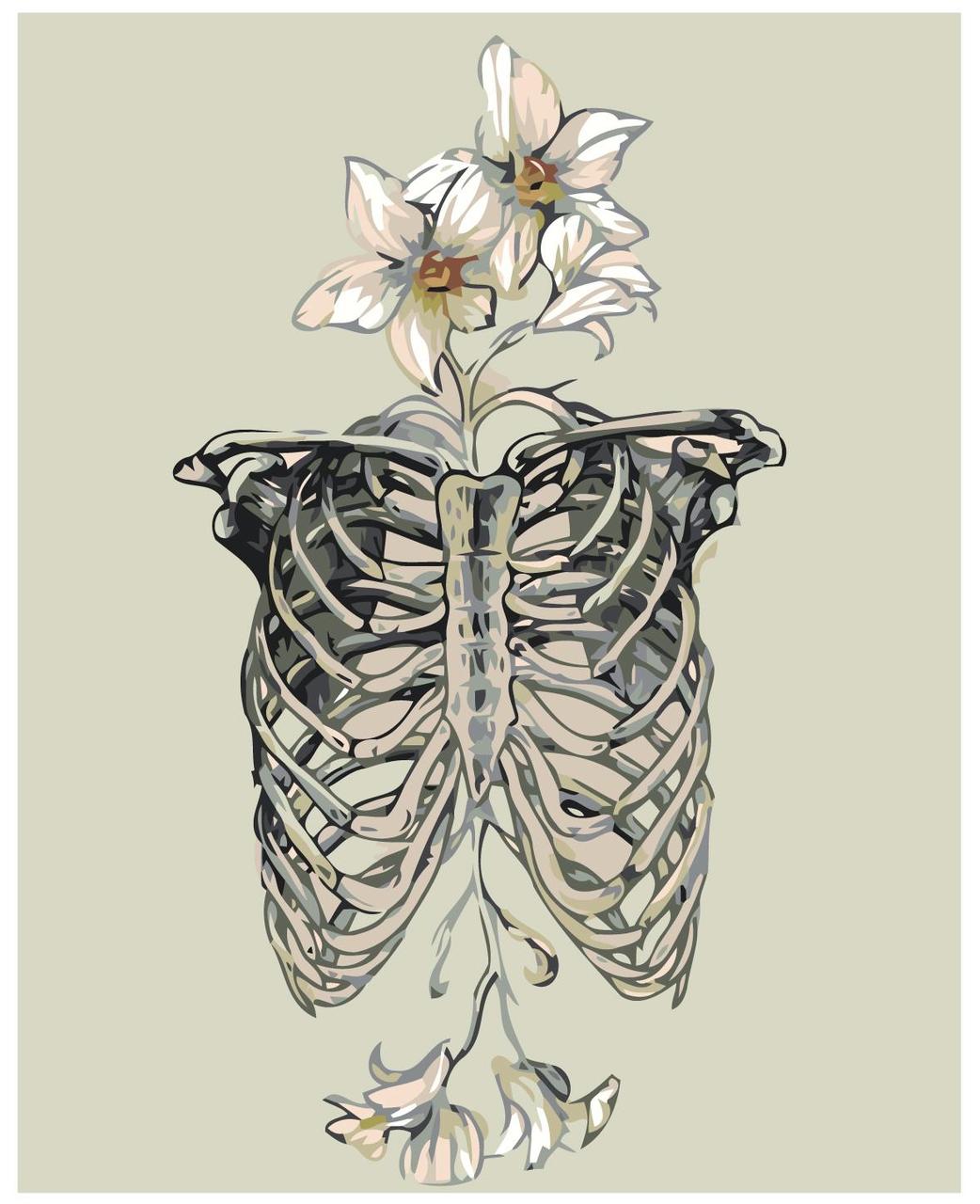 Картина по номерам Скелет и цветы 40 x 50 | Z-AB628-2| SLAVINA - фото 1 - id-p220774124