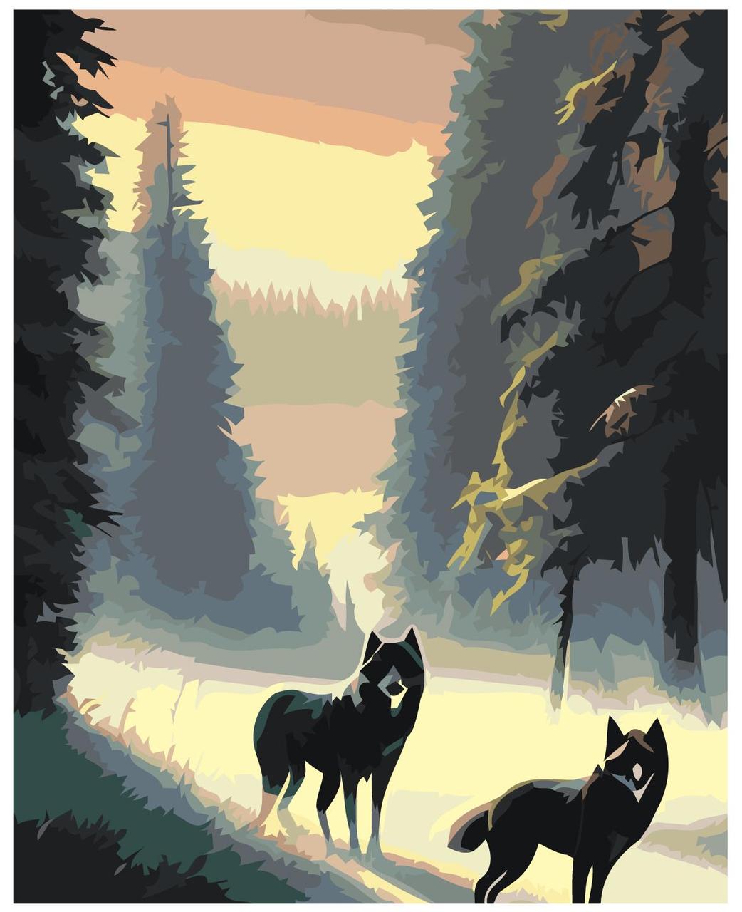 Картина по номерам Волки в лесу 40 x 50 | LI-256| SLAVINA - фото 1 - id-p220774132