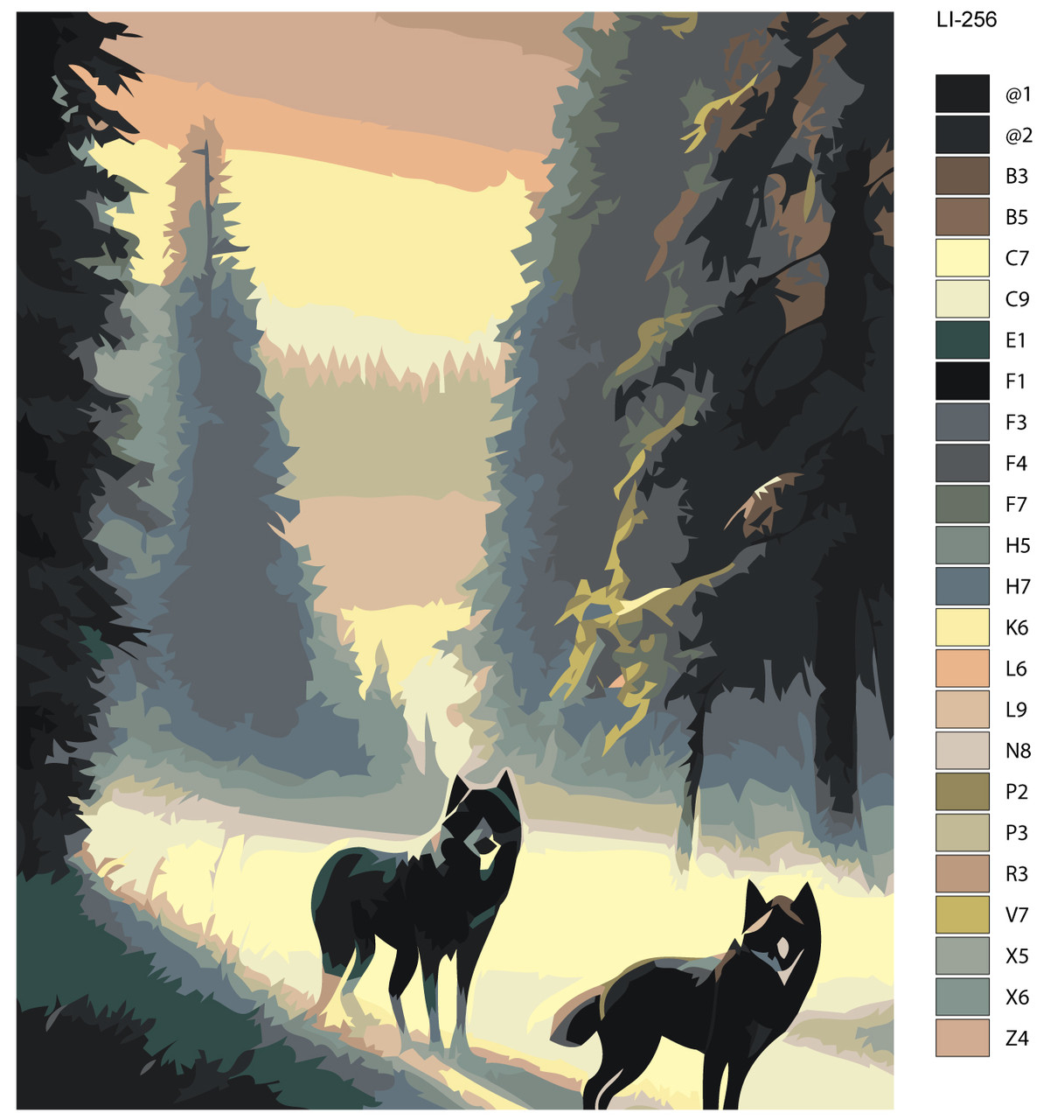 Картина по номерам Волки в лесу 40 x 50 | LI-256| SLAVINA - фото 2 - id-p220774132