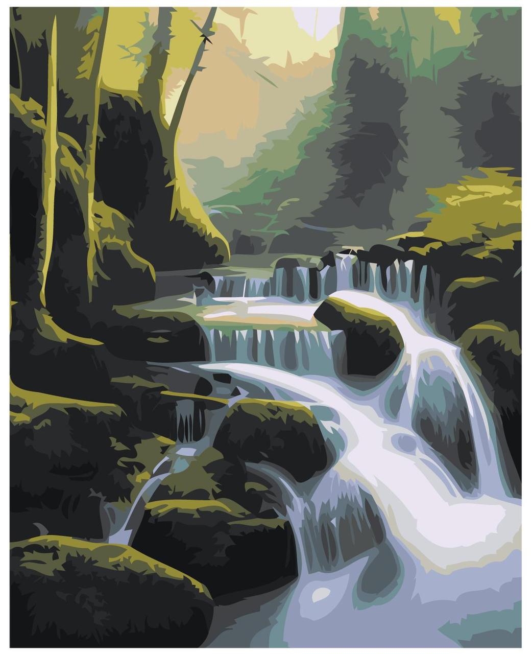 Картина по номерам Лесной водопад 40 x 50 | LI-271| SLAVINA - фото 1 - id-p220774150