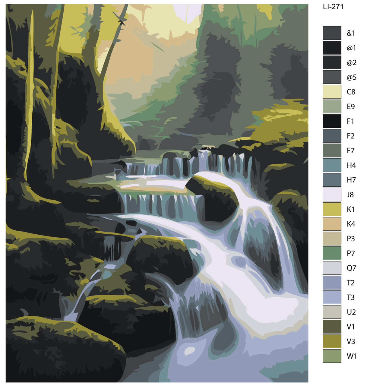 Картина по номерам Лесной водопад 40 x 50 | LI-271| SLAVINA - фото 2 - id-p220774150