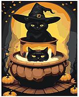 Картина по номерам Хеллоуин кот и кошка 40 x 50 | LI-318| SLAVINA