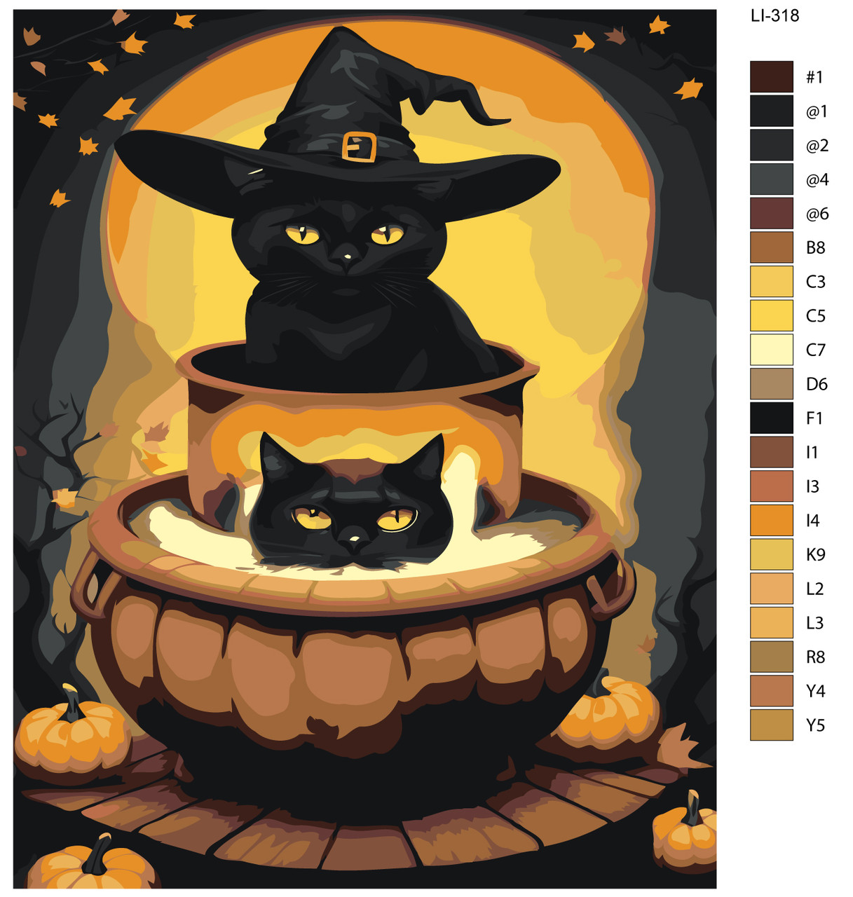 Картина по номерам Хеллоуин кот и кошка 40 x 50 | LI-318| SLAVINA - фото 2 - id-p220774192