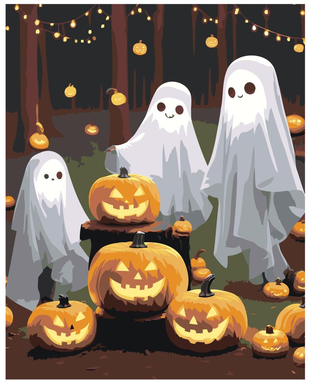 Картина по номерам Хеллоуин призраки 40 x 50 | LI-334| SLAVINA - фото 1 - id-p220774208