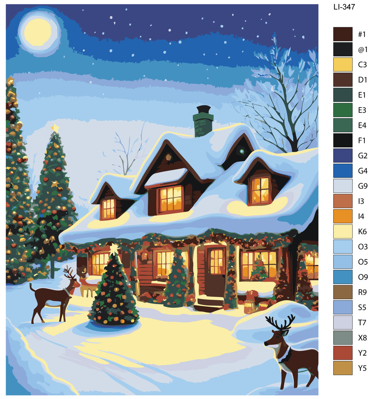 Картина по номерам Рождество Новый Год украшенный дом 40 x 50 | LI-347| SLAVINA - фото 2 - id-p220774220