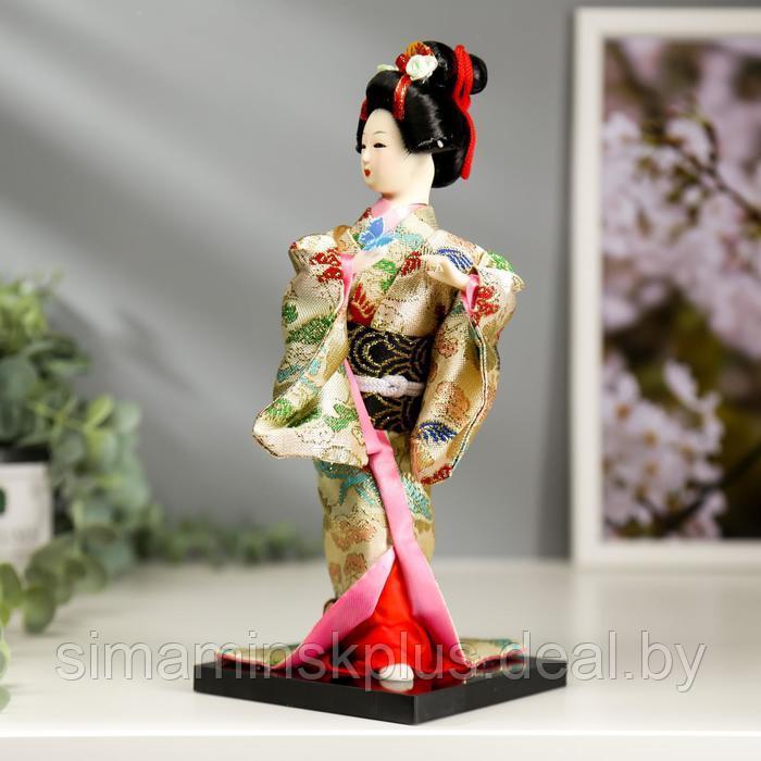 Кукла коллекционная "Японка в цветочном кимоно с бабочкой на руке" 25х9,5х9,5 см - фото 2 - id-p220775423
