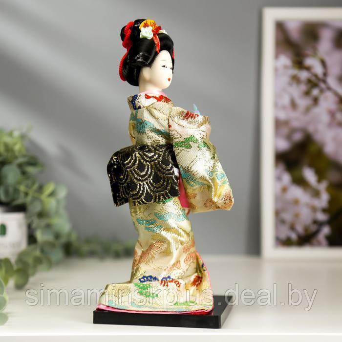 Кукла коллекционная "Японка в цветочном кимоно с бабочкой на руке" 25х9,5х9,5 см - фото 3 - id-p220775423