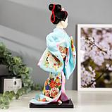 Кукла коллекционная "Японка в голубом кимоно с зонтом" 30х12,5х12,5 см, фото 3