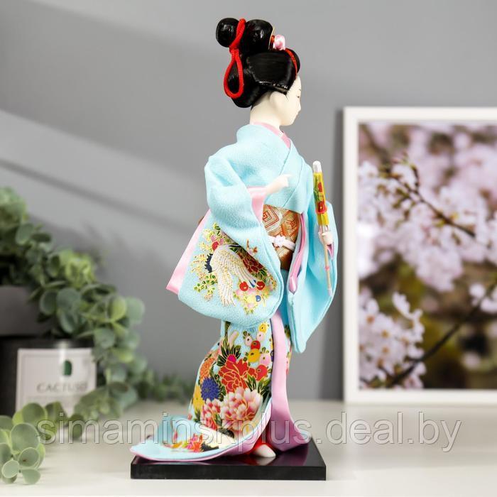 Кукла коллекционная "Японка в голубом кимоно с зонтом" 30х12,5х12,5 см - фото 3 - id-p220775429