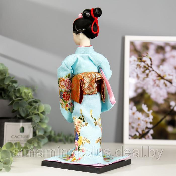 Кукла коллекционная "Японка в голубом кимоно с зонтом" 30х12,5х12,5 см - фото 4 - id-p220775429