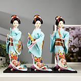 Кукла коллекционная "Японка в голубом кимоно с зонтом" 30х12,5х12,5 см, фото 5