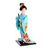 Кукла коллекционная "Японка в голубом кимоно с зонтом" 30х12,5х12,5 см, фото 7