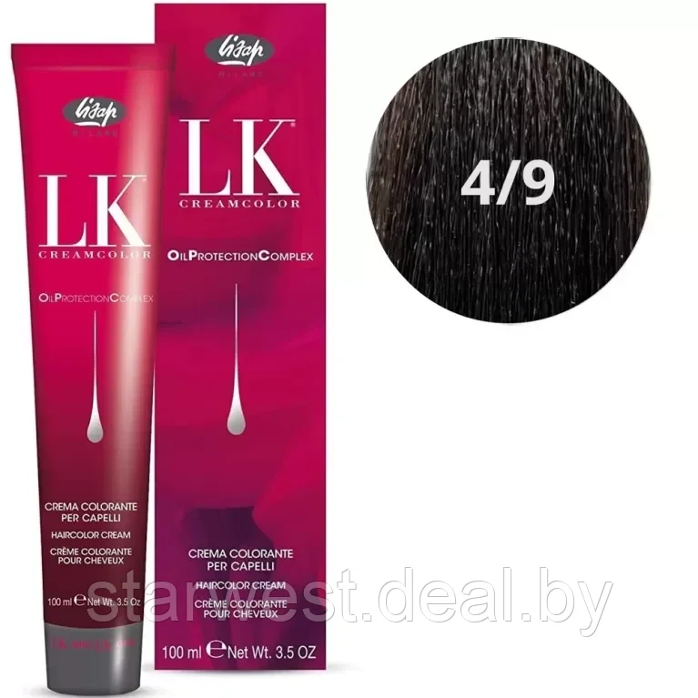 LK Lisap Milano Cream Color 4/9 Каштановый Коричневый Холодный 100 мл Крем-краска для окрашивания волос - фото 1 - id-p220776365