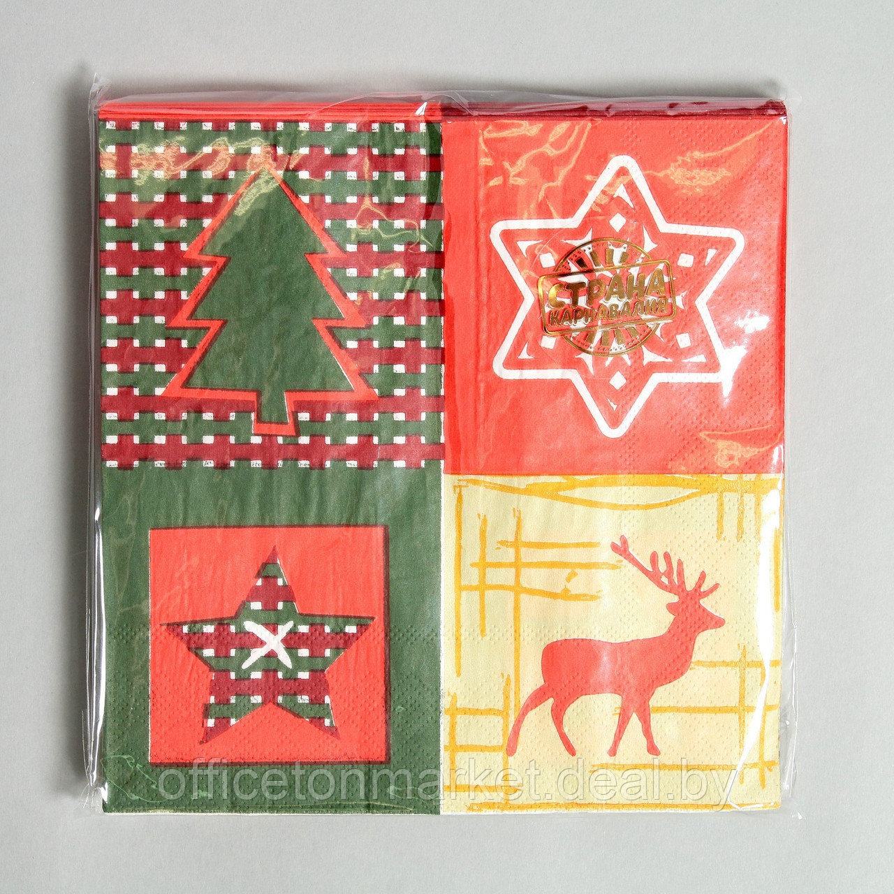 Салфетки бумажные "Новый год", 20 шт, 33x33 см, разноцветный - фото 3 - id-p220580390