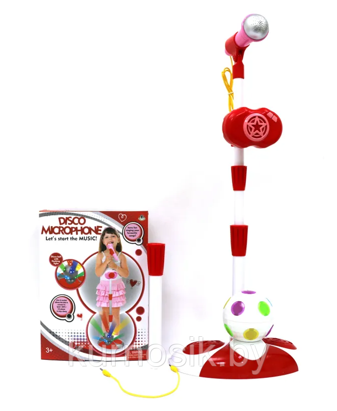 Детский игровой микрофон - караоке на батарейках с диско-шаром, MY006-BY